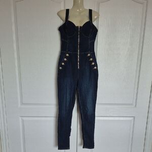 Guess Women's Navy Denim Overalls